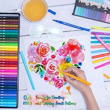 35 Dual Markers Pen for Adult Coloring Book, Coloring Brush Art Marker, Fine Tip Colored Pens for Bullet Journaling Drawing Planner