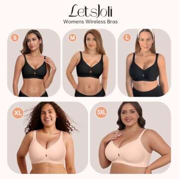 LetsJoli Wireless Bras for Women No Underwire Seamless Push Up Full Coverage Supportive Womens Bralettes Everyday Bra