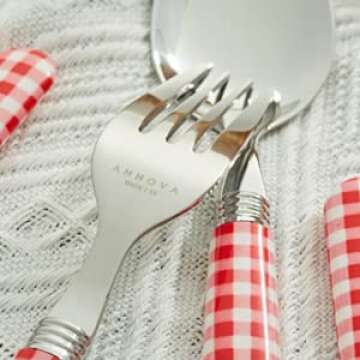 ANNOVA Silverware Set 20 Pcs Stainless Steel Cutlerty Color Handle Flatware -4xDinner Knife;4xDinner Fork;4xSalad Fork;4xDinner Spoon;4xDessert Spoon (Mix Color/Gingham Checkered Pattern)