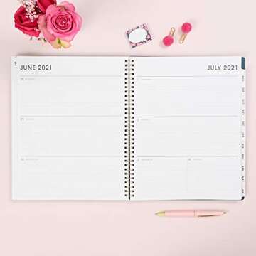 Blue Sky 2021-2020 Academic Year Weekly & Monthly Planner, 8.5" x 11", Frosted Flexible Cover, Wireb...
