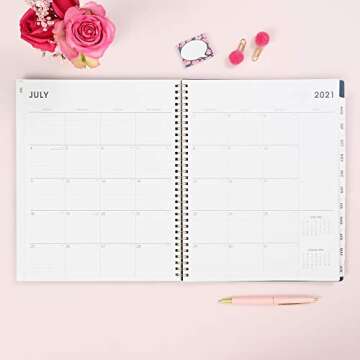 Blue Sky 2021-2020 Academic Year Weekly & Monthly Planner, 8.5" x 11", Frosted Flexible Cover, Wirebound, Roosevelt Pink (128692)