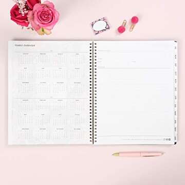 Blue Sky 2021-2020 Academic Year Weekly & Monthly Planner, 8.5" x 11", Frosted Flexible Cover, Wirebound, Roosevelt Pink (128692)