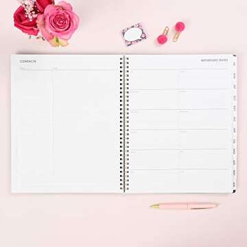 Blue Sky 2021-2020 Academic Year Weekly & Monthly Planner, 8.5" x 11", Frosted Flexible Cover, Wirebound, Roosevelt Pink (128692)