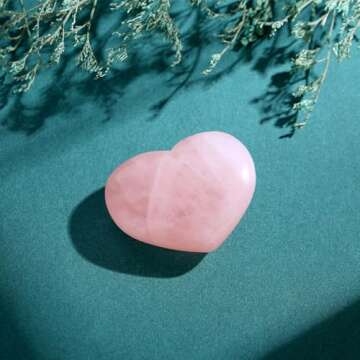 MAIBAOTA 45 mm Rose Quartz Crystals Large Heart Stone Healing Crystals Gifts for Women Natural Reiki Gemstone Polished Heart Shaped Rocks Meditation