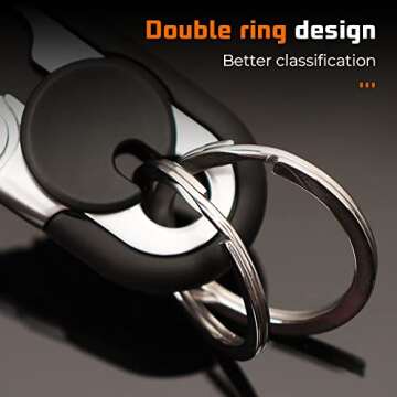 soputry Men’s Car Key Chain, Heavy Duty Double Layer Anti-Loss Car Keychain, Personalized Car Keychain for Men and Women (blue+orange)