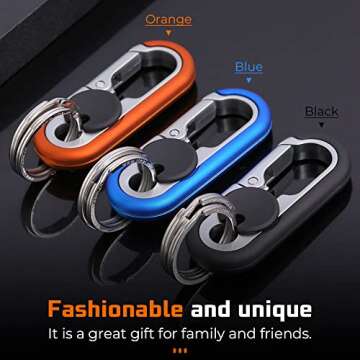 soputry Men’s Car Key Chain, Heavy Duty Double Layer Anti-Loss Car Keychain, Personalized Car Keychain for Men and Women (blue+orange)