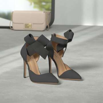 Z&L Fashion Women's Pointy Toe High Heel Stiletto Big Bow Pumps Black Size 8.5