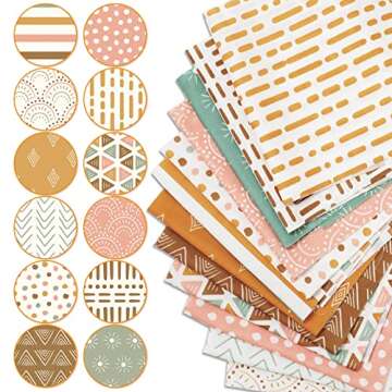 Boho Cotton Fabric Bundles for DIY Crafting - 12Pcs