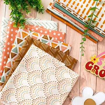 Boho Cotton Fabric Bundles for DIY Crafting - 12Pcs