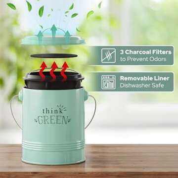 Barnyard Designs Compost Bin for Kitchen Counter - 1.2 Gallon Countertop Composter with Extra Smell-...