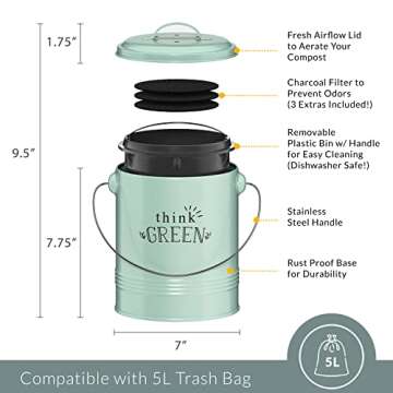 Barnyard Designs Kitchen Compost Bin - Odor-Free & Stylish