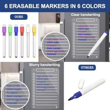 2 Pcs Acrylic Magnetic Dry Erase Board for Fridge, 12"X6" Clear Magnetic to Do List White Board, Acrylic Dry Erase to Do List for Refrigerator, Magnet Whiteboard with 6 Markers