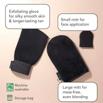 Self Tanner Tanning Mitt Set - Complete Tanning Mitt Kit with Exfoliating Gloves, Body and Face Tanner Mitts for the Perfect Fake Tan - Self Tanning Glove Mitt Applicator
