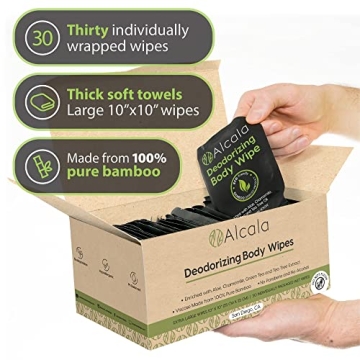 Alcala Body Wipes 100% Pure Bamboo Moisturizing 30 Pack