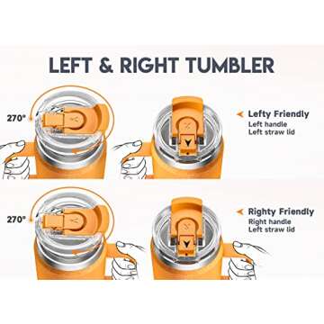 Meoky 40oz Tumbler with Handle, Stainless Steel Travel Mug with 2-in-1 Straw and Sip Lid, Vacuum Insulated Coffee Mug, 100% Leak Proof, Keeps Cold for 34 Hours or Hot for 10 Hours (Maple)