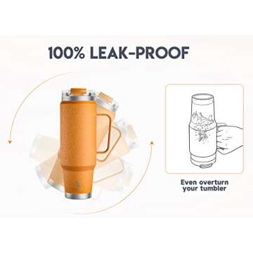 Meoky 40oz Tumbler with Handle, Stainless Steel Travel Mug with 2-in-1 Straw and Sip Lid, Vacuum Insulated Coffee Mug, 100% Leak Proof, Keeps Cold for 34 Hours or Hot for 10 Hours (Maple)