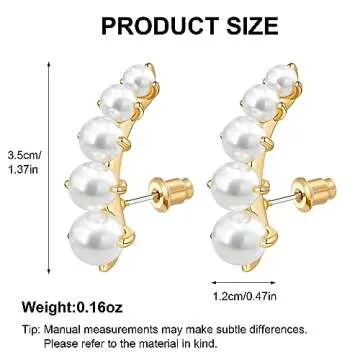 Elegant MUYAN White Pearl Half Hoop Earrings for Women