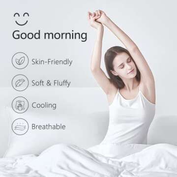 TEXARTIST Premium 2100 Series King Comforter All Season Breathable Cooling White Comforter Soft 4D S...