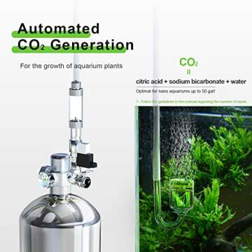 Fzone 2.5 L Aquarium CO2 Generator System Carbon Dioxide Reactor Kit with Regulator and Needle Valve for Aquarium Plants Tanks