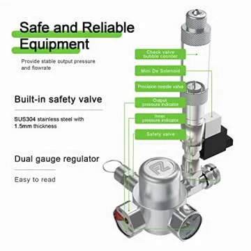 Fzone 2.5 L Aquarium CO2 Generator System Carbon Dioxide Reactor Kit with Regulator and Needle Valve for Aquarium Plants Tanks