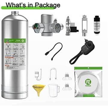 Fzone 2.5 L Aquarium CO2 Generator System Carbon Dioxide Reactor Kit with Regulator and Needle Valve for Aquarium Plants Tanks
