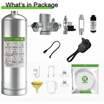 Fzone 2.5 L Aquarium CO2 Generator System Carbon Dioxide Reactor Kit with Regulator and Needle Valve for Aquarium Plants Tanks