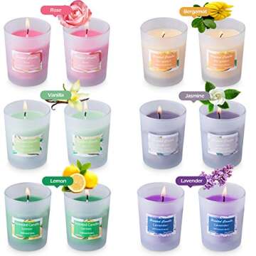 YYCH Scented Candles Gift Set, 12 Soy Wax Aromatherapy Candle with Essential Oil for Stress Relief R...
