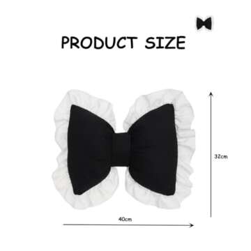 Danitar Bow Pillow Cute Bow Shaped Pillows Lumbar Pillow Home Decorative Bowknot Throw Pillow Cushion for Sofa Couch Bed Living Room Bedroom Car Backrest Cushion (White)