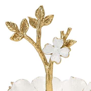 NIKKY HOME Gold Metal Jewelry Holder Stand With Ring Tray, Tree Jewelry Organizer Decorative Flower Jewelry Necklace Holder Organizer Rack Tower