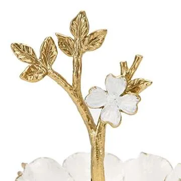 NIKKY HOME Gold Metal Jewelry Holder Stand With Ring Tray, Tree Jewelry Organizer Decorative Flower Jewelry Necklace Holder Organizer Rack Tower