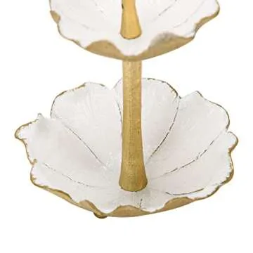 NIKKY HOME Gold Metal Jewelry Holder Stand With Ring Tray, Tree Jewelry Organizer Decorative Flower Jewelry Necklace Holder Organizer Rack Tower