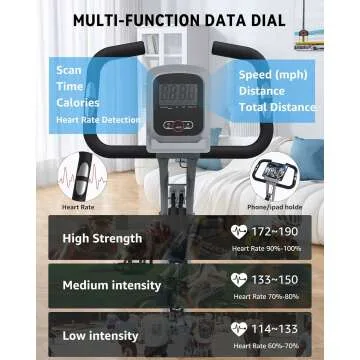 Indoor Exercise Bike for Seniors, 5 IN 1 Foldable Stationary Bike with 16-Level Magnetic Resistance and Tri-Position Ride, 330LBS Capacity, 6.6 LBS Flywheel, Designed for Home Workout 818 Gray