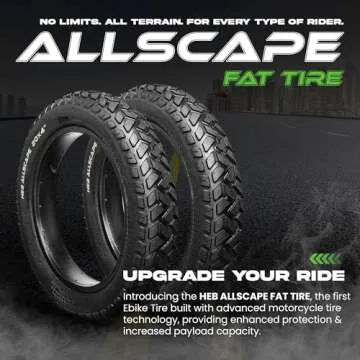ALLSCAPE 26x4 E-Bike Fat Tires, Includes Tubes, Heavy Duty 26 inch Fat Tyre for E Bikes, Mountain Bikes, All Terrain Tire (2 Tires, 2 Tubes, 2 Tire Levers)