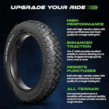 ALLSCAPE 26x4 E-Bike Fat Tires, Includes Tubes, Heavy Duty 26 inch Fat Tyre for E Bikes, Mountain Bikes, All Terrain Tire (2 Tires, 2 Tubes, 2 Tire Levers)