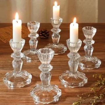 Elegant 4" Crystal Glass Candle Holders Set for Any Occasion