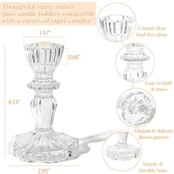 Elegant 4" Crystal Glass Candle Holders Set for Any Occasion