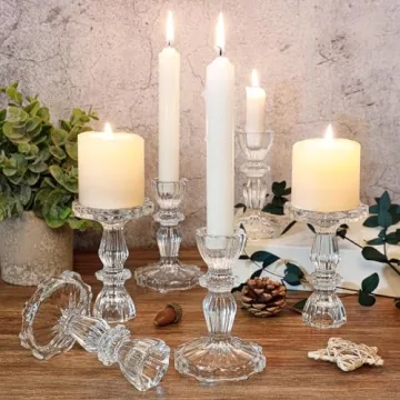 Elegant 4" Crystal Glass Candle Holders Set for Any Occasion