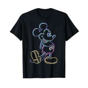 Disney Mickey And Friends Mickey Mouse Neon Line Portrait T-Shirt