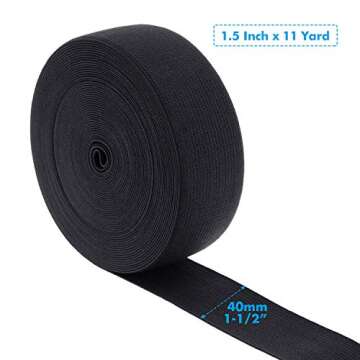 Elastic Band for Wigs, Cridoz Black Elastic Wig Band Elastic Strap Spool with 60pcs Weaving Needles and T Pins for Wigs and Sewing (1.5 Inch X 11 Yard)