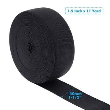 Elastic Band for Wigs, Cridoz Black Elastic Wig Band Elastic Strap Spool with 60pcs Weaving Needles and T Pins for Wigs and Sewing (1.5 Inch X 11 Yard)