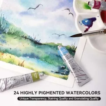 Paul Rubens Watercolor Paint Set 24 Vibrant Colors 12ml / 0.4 Fl Oz Tubes, Watercolor Tubes with Great Value, Water Color Paints Art Supplies for Adults, Kids, Artists & Beginners & Academy Grade