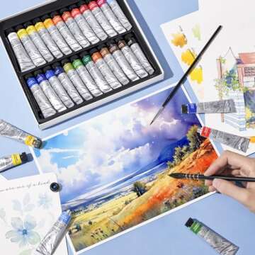 Paul Rubens Watercolor Paint Set 24 Vibrant Colors 12ml / 0.4 Fl Oz Tubes, Watercolor Tubes with Great Value, Water Color Paints Art Supplies for Adults, Kids, Artists & Beginners & Academy Grade