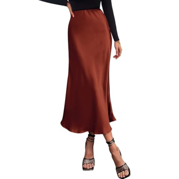 BTFBM 2024 Women Long Satin Summer Fall Skirt Silk Elegant High Waist Cocktail Party Wedding Flared ...