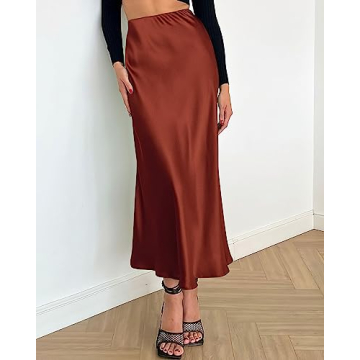 Elegant BTFBM Satin Midi Skirt for Women - Cocktail & Party
