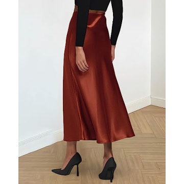 Elegant BTFBM Satin Midi Skirt for Women - Cocktail & Party