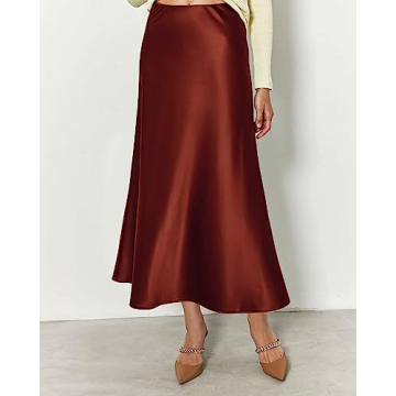 Elegant BTFBM Satin Midi Skirt for Women - Cocktail & Party