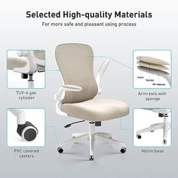 Hbada Ergonomic Office Chair with Flip-Up Armrests for Comfort