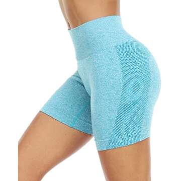 SALSPOR Workout Shorts Women, High Waist Seamless Gym Spandex Shorts(A,Blue,M)