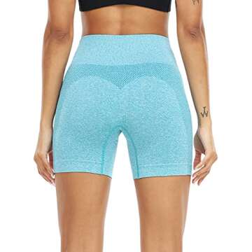 SALSPOR Workout Shorts Women, High Waist Seamless Gym Spandex Shorts(A,Blue,M)