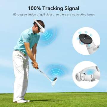 AMVR Golf Club Attachment Compatible with Meta/Oculus Quest 3S/Quest 3, Non-Slip VR Golf Handle Grip for Golf +, 80 Degree Design Keep Tracking （for Right Controller, Not for Charging Dock Battery）